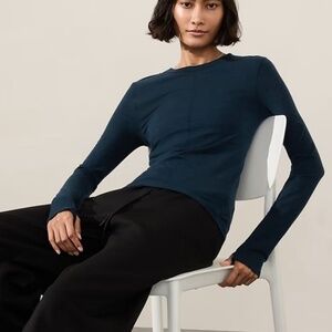 Athleta Ascent Seamless Top, Navy, Size XS